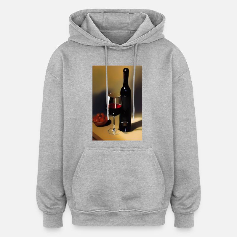 Wein Trinker - Oversized Unisex Hoodie - Grau meliert