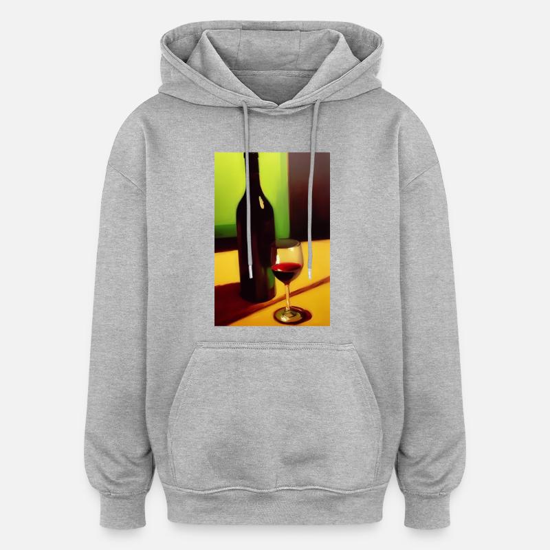 Wein Trinker - Oversized Unisex Hoodie - Grau meliert
