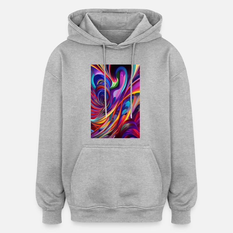 Art abstrait - Sweat à capuche oversize unisexe - gris chiné