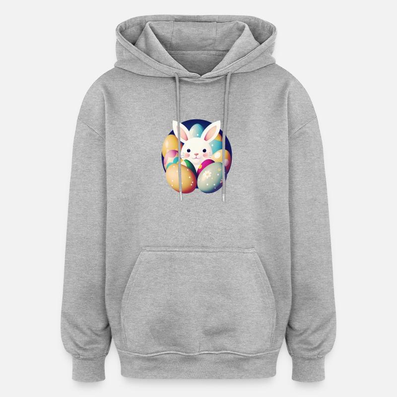 Easter bunny with Easter eggs - Oversized Unisex Hoodie - heather grey
