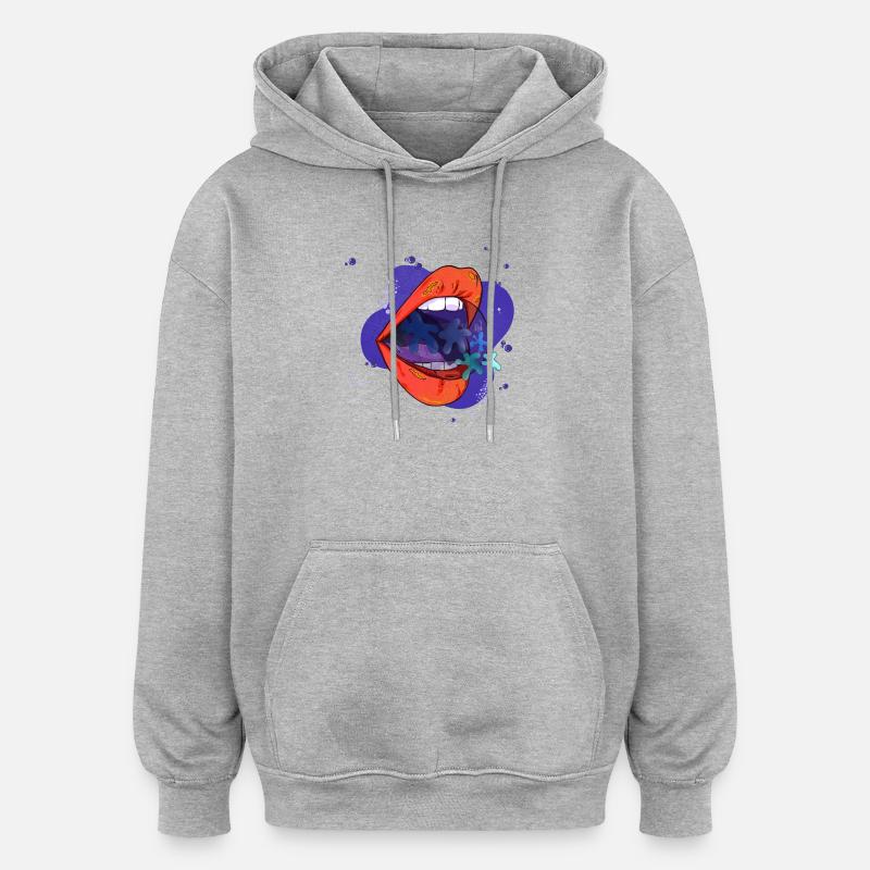 Fleurs en bouche - Sweat à capuche oversize unisexe - gris chiné