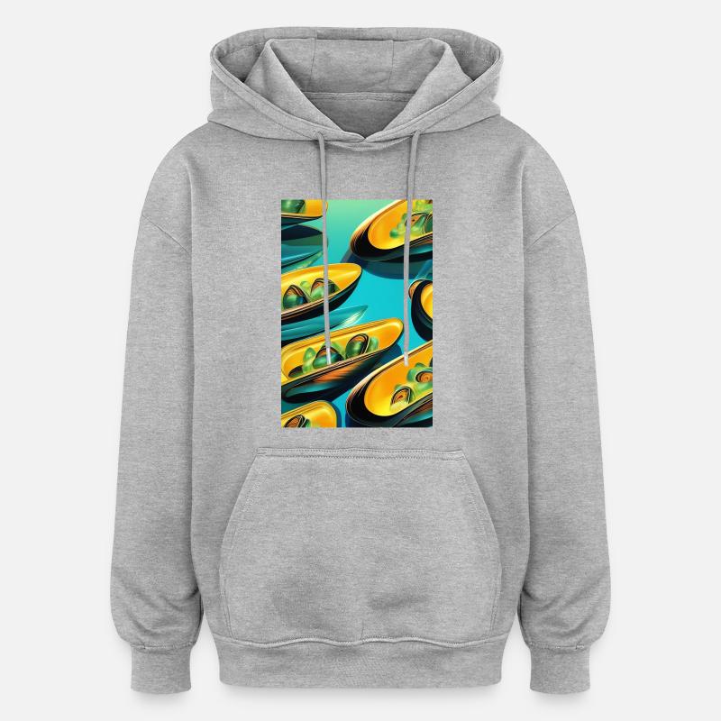 Moules - Sweat à capuche oversize unisexe - gris chiné