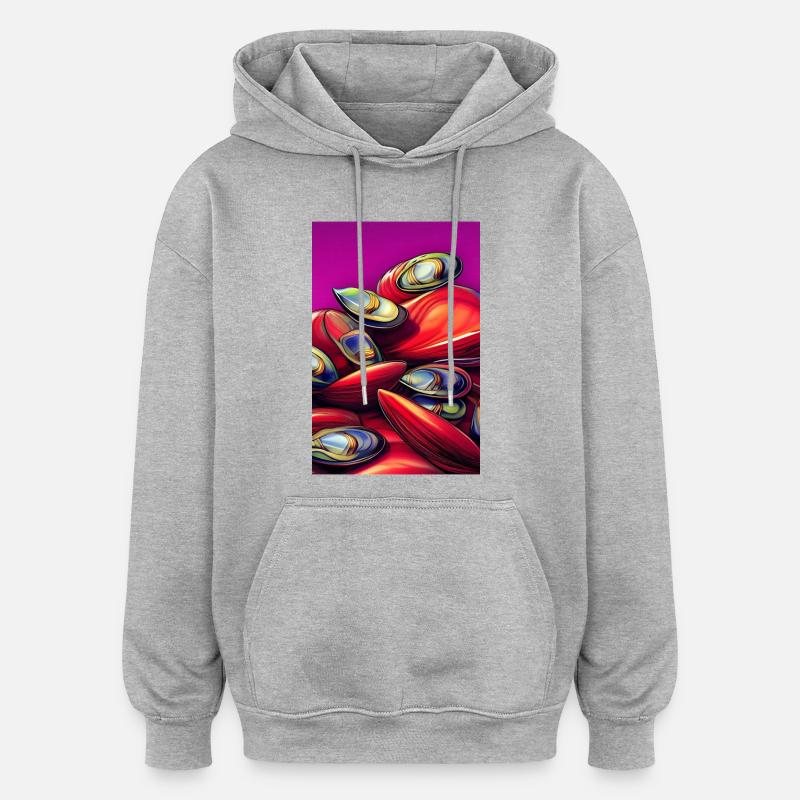 Moules - Sweat à capuche oversize unisexe - gris chiné