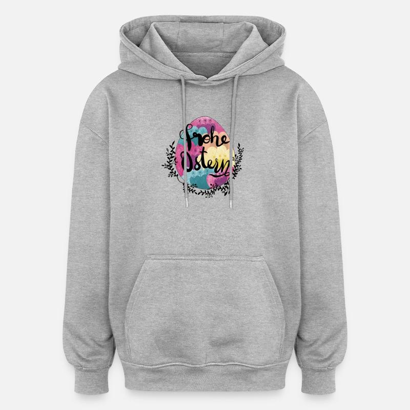 Easter Egg Flowers Happy Easter - Oversized Unisex Hoodie - heather grey