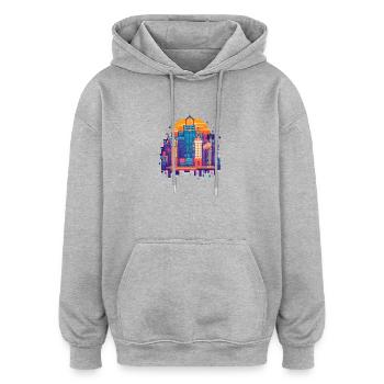 Bunte Stadt - Oversized Unisex Hoodie - Grau meliert - Vorne - Noah (186cm)