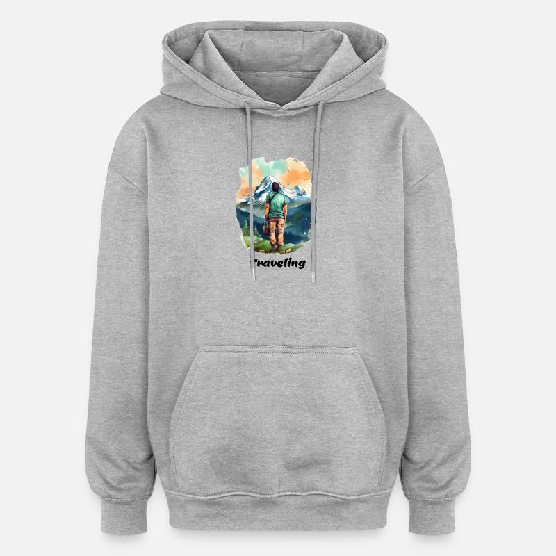Voyager - Sweat à capuche oversize unisexe - gris chiné