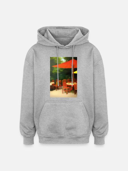 Outdoor Asian Cafe - Oversized Unisex Hoodie - heather grey