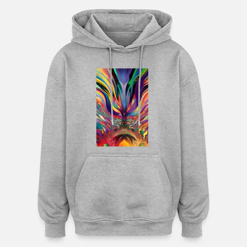 Art abstrait - Sweat à capuche oversize unisexe - gris chiné