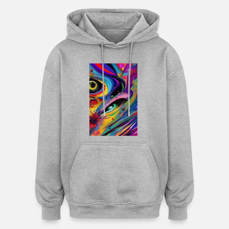 Art abstrait - Sweat à capuche oversize unisexe - gris chiné