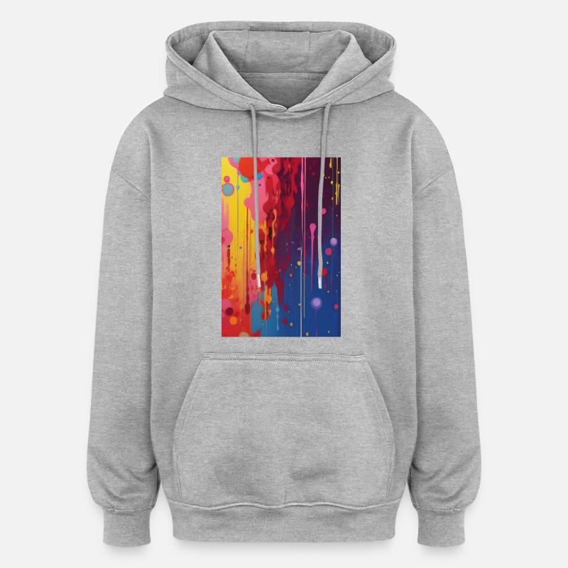 Art abstrait - Sweat à capuche oversize unisexe - gris chiné