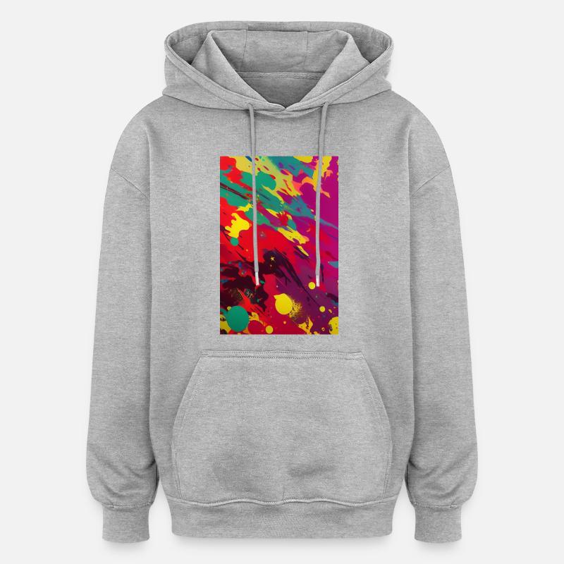 Art abstrait - Sweat à capuche oversize unisexe - gris chiné