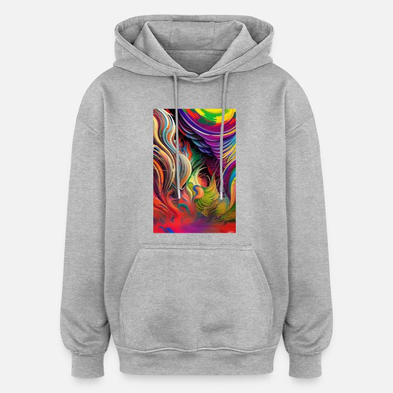 Art abstrait - Sweat à capuche oversize unisexe - gris chiné