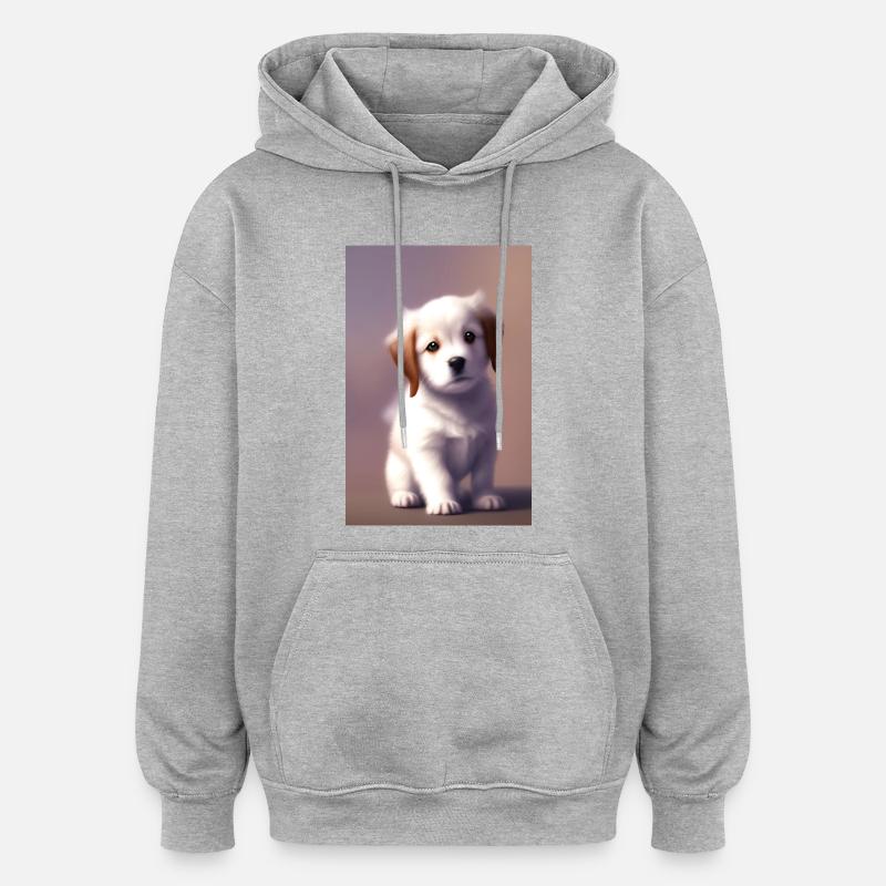 Bébé chien - Sweat à capuche oversize unisexe - gris chiné