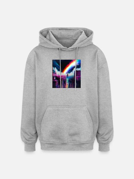 Rainbow City Art Futuristic - Oversized Unisex Hoodie - heather grey
