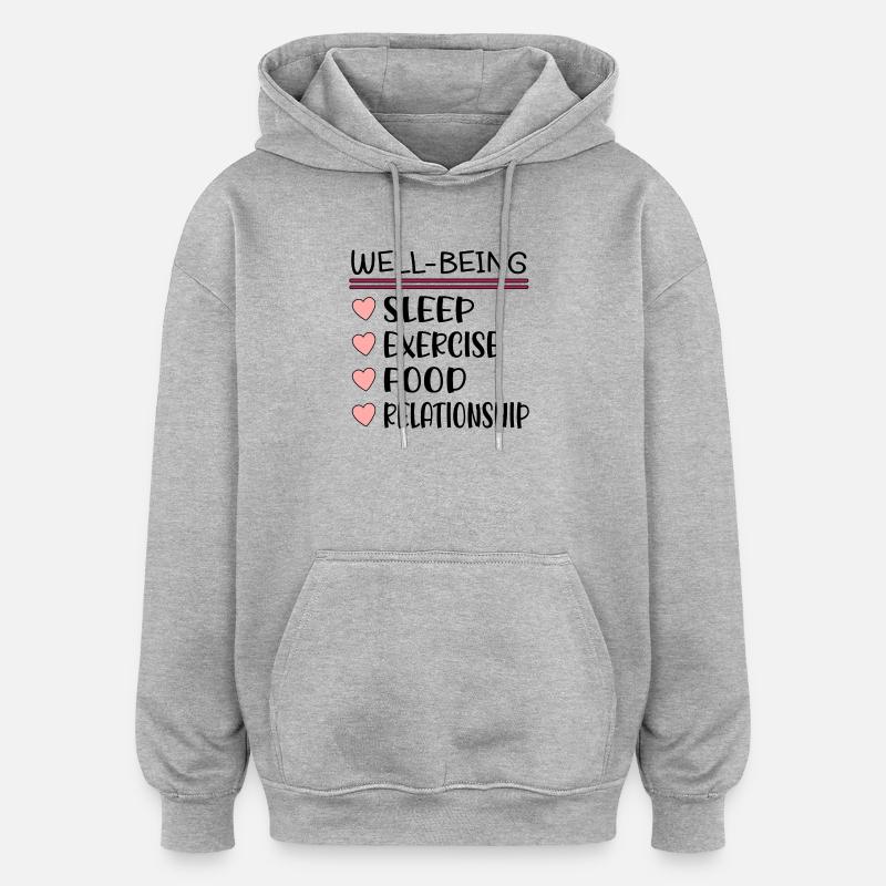 Välbefinnande Citat - HÄLSOBEGREPP - KROPP - SJÄL - Oversized luvtröja unisex - gråmelerad