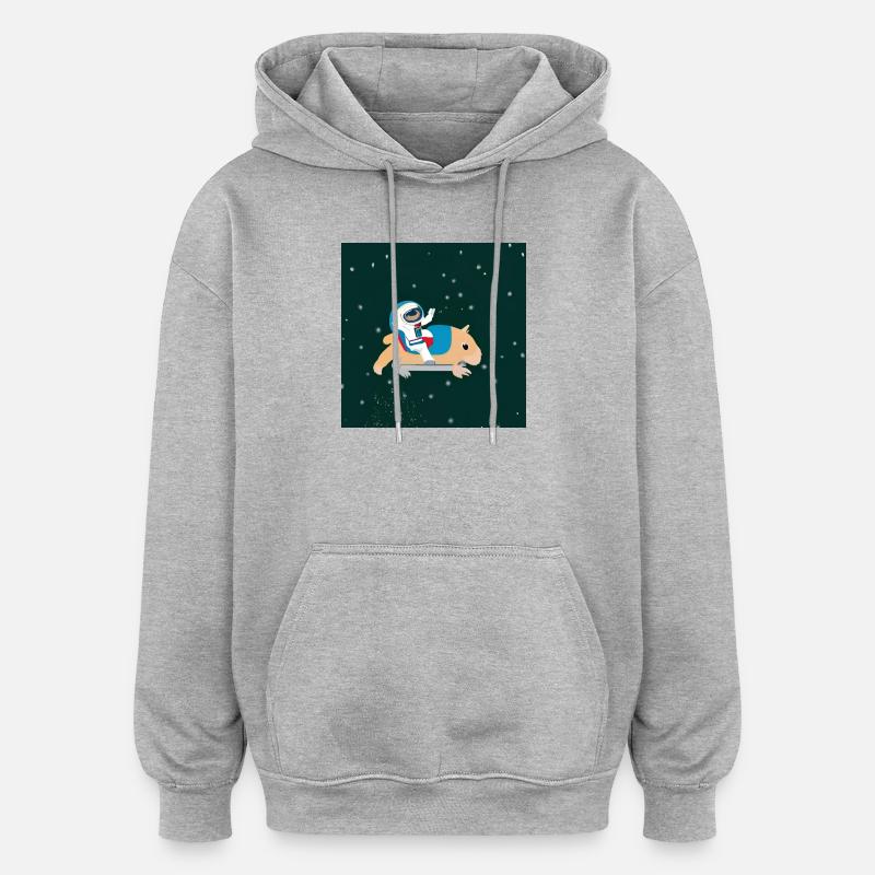 Astronaute sur un capybara spatial - Sweat à capuche oversize unisexe - gris chiné