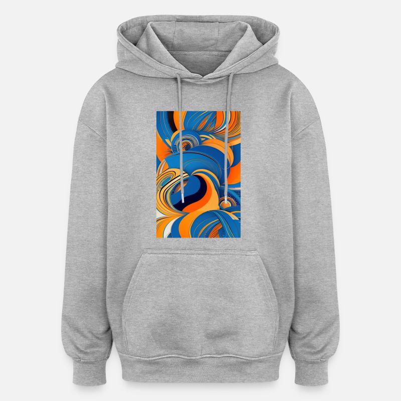 Art abstrait - Sweat à capuche oversize unisexe - gris chiné