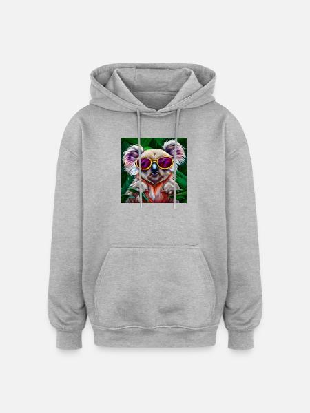 Bunter Koala mit Sonnenbrille - Oversized Unisex Hoodie - Grau meliert