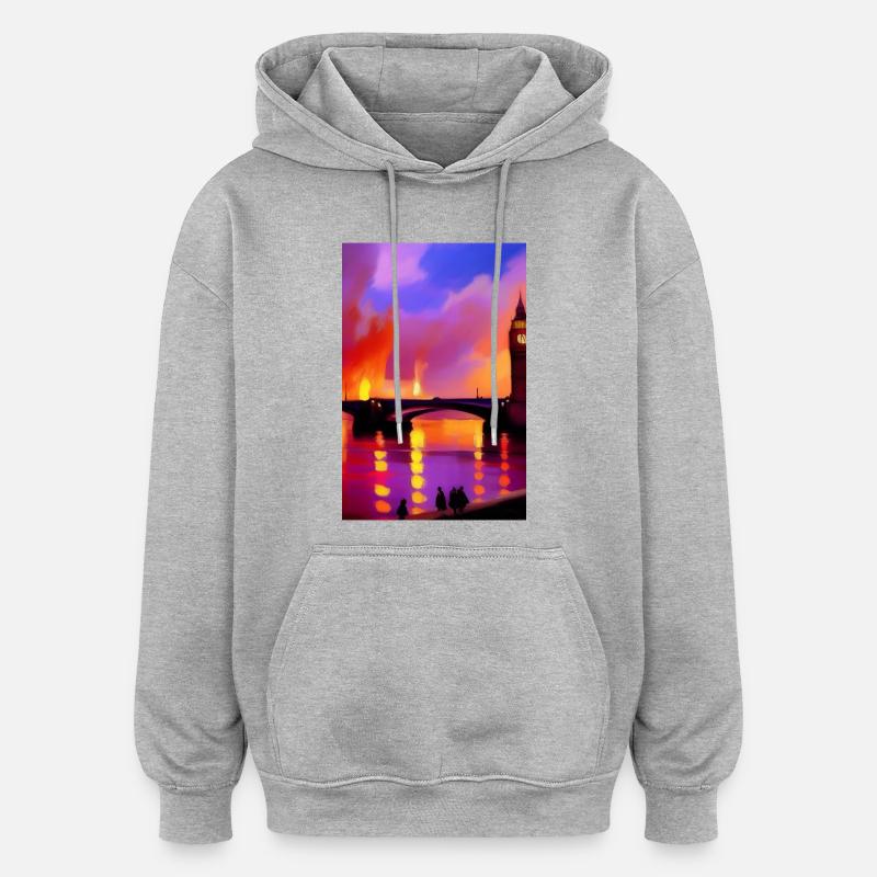 Ponts à Londres - Sweat à capuche oversize unisexe - gris chiné
