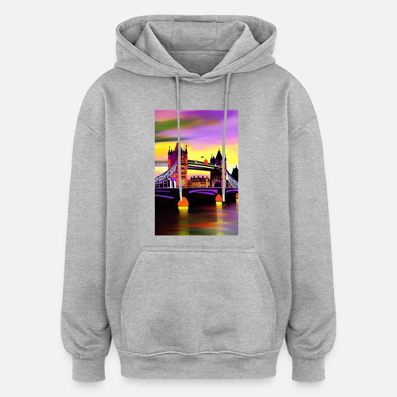 Ponts à Londres - Sweat à capuche oversize unisexe - gris chiné