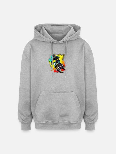 Motocross Farbexplosion - Oversized Unisex Hoodie - Grau meliert
