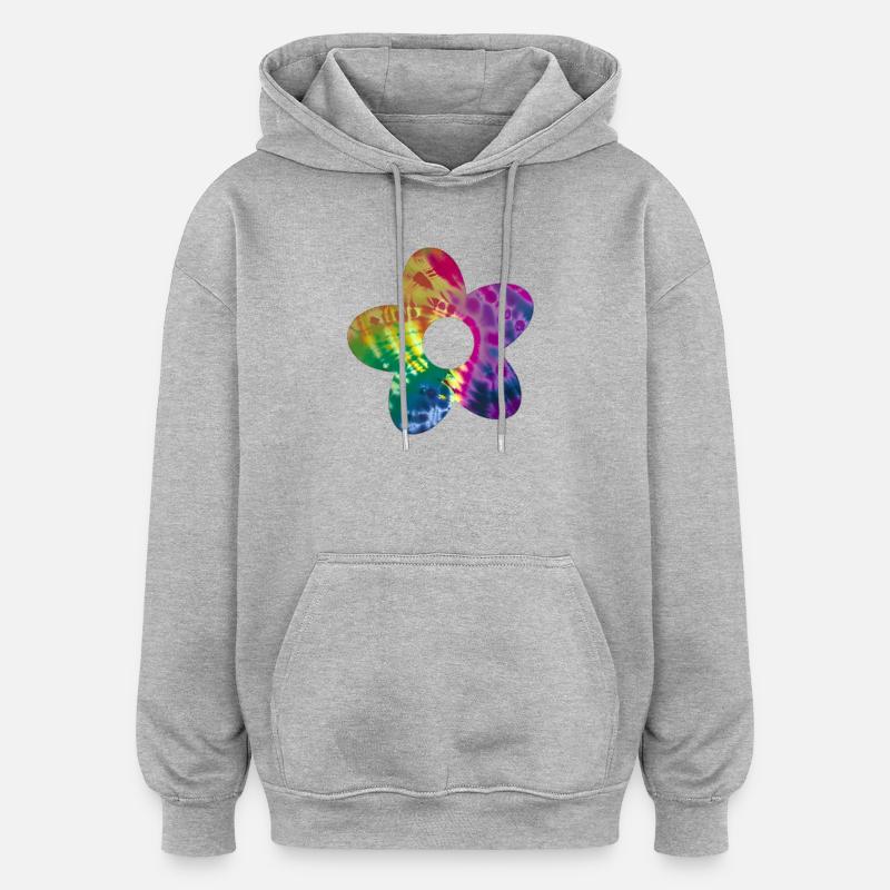 Batik Blume - Oversized Unisex Hoodie - Grau meliert