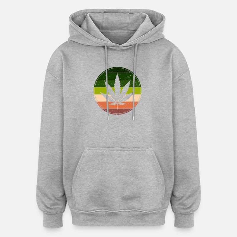Retro Rainbow Cannabis Runde - Oversized Unisex Hoodie - Grau meliert