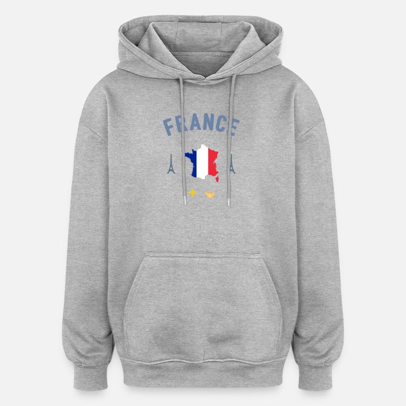 France - Sweat à capuche oversize unisexe - gris chiné