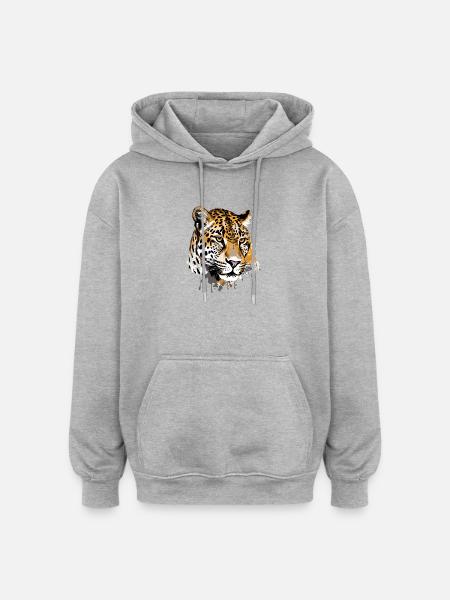 Jaguar - Sweat à capuche oversize unisexe - gris chiné