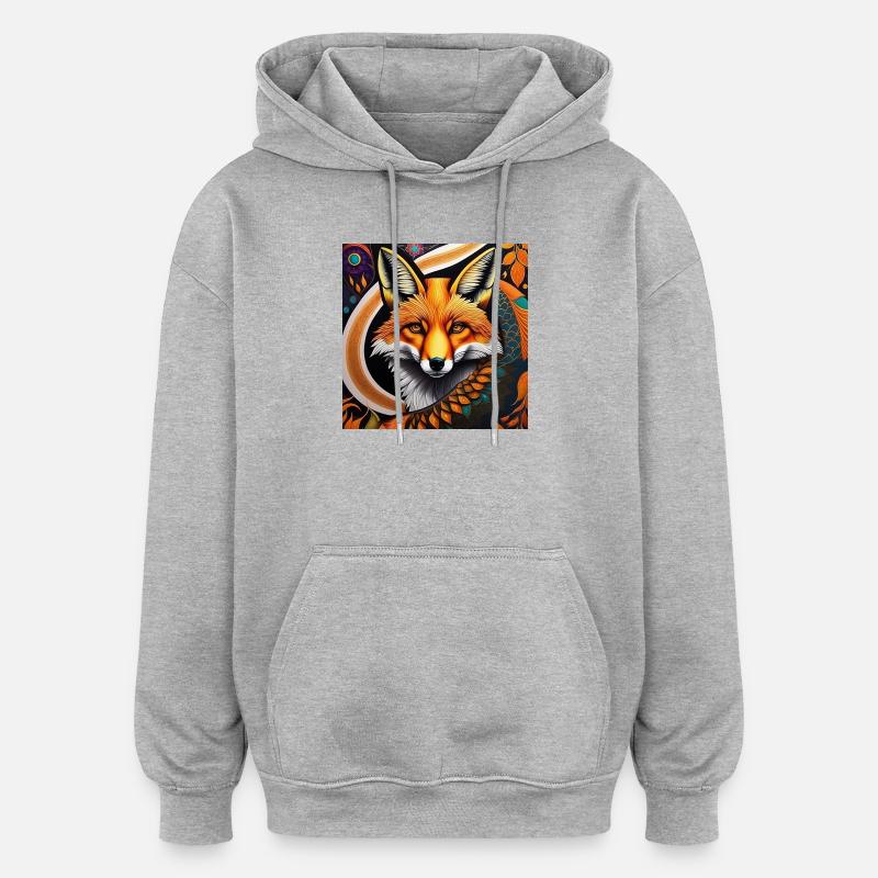 Renard - Sweat à capuche oversize unisexe - gris chiné