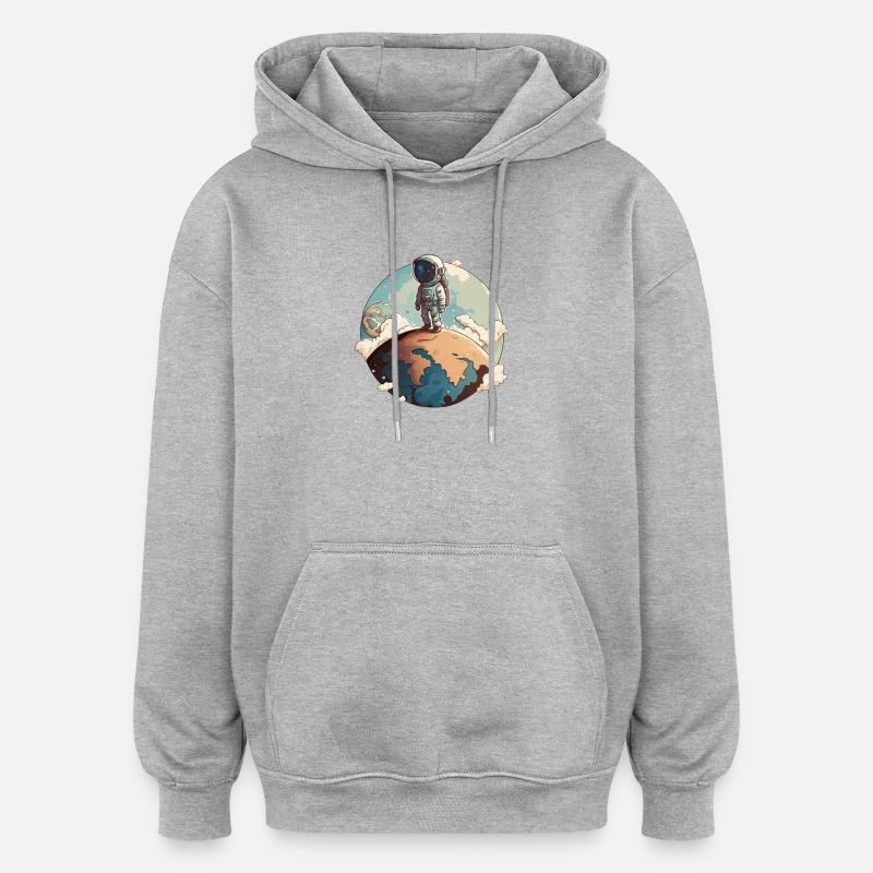 Fly me to the moon - Sweat à capuche oversize unisexe - gris chiné