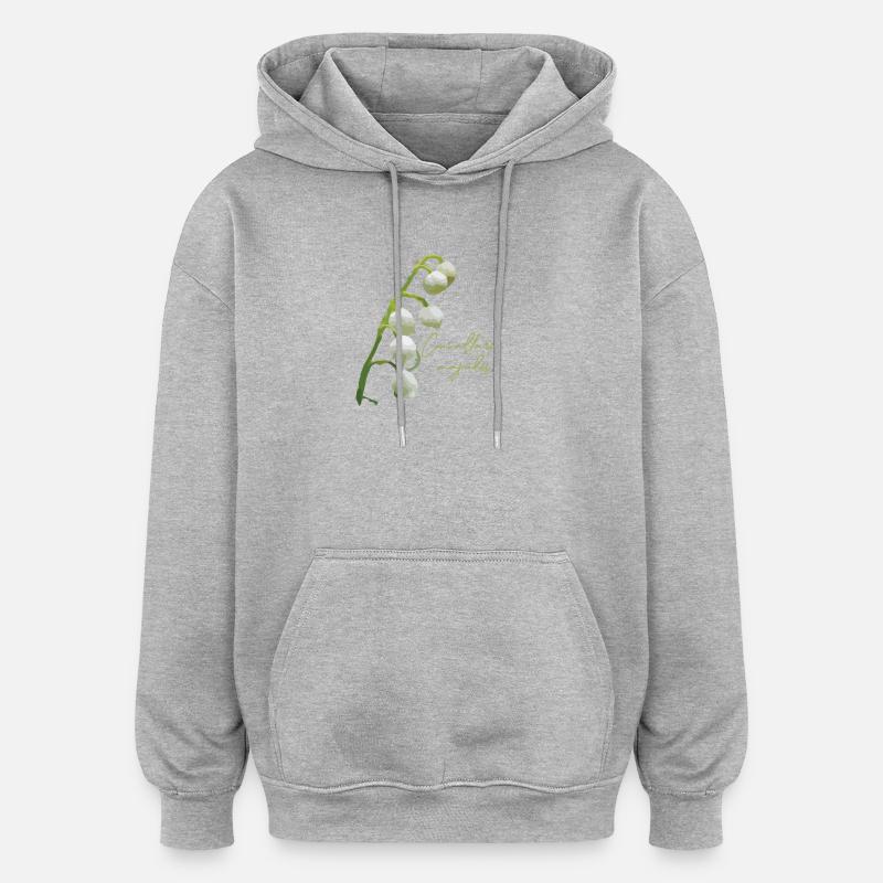 Inflorescence du muguet - Sweat à capuche oversize unisexe - gris chiné
