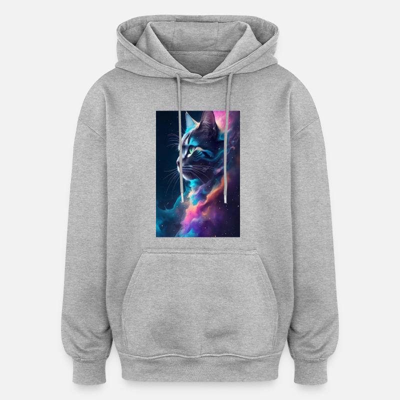 Visage de chat - Sweat à capuche oversize unisexe - gris chiné