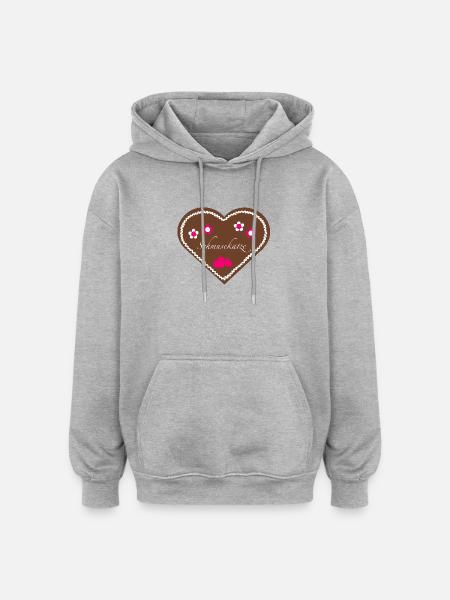 "Jahrmarkt-Liebe" - Schmusekatze pink - Oversized Unisex Hoodie - Grau meliert