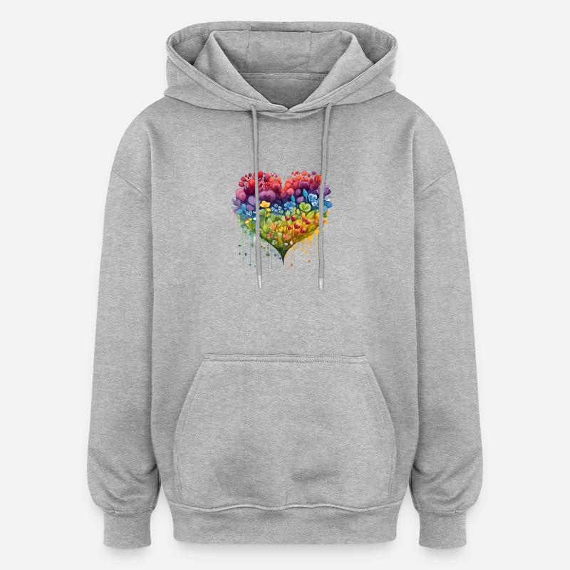 Cœur de fleur - Sweat à capuche oversize unisexe - gris chiné