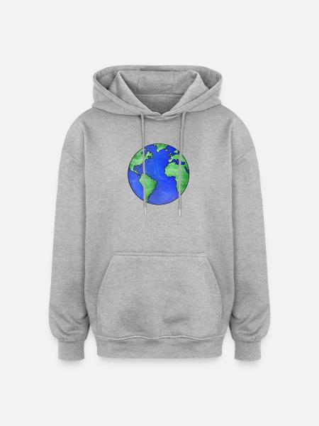 Unser Planet die Erde - Oversized Unisex Hoodie - Grau meliert