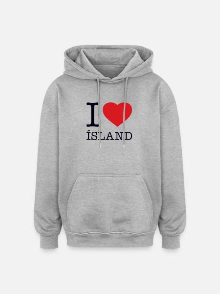 I LOVE ICELAND Island - Oversized Unisex Hoodie - heather grey