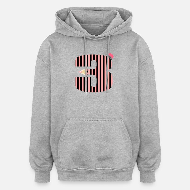 CRAYONS THREE-YEAR-OLD NUMBER 3 THREE - Oversized Unisex Hoodie - heather grey