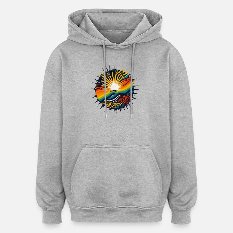 énergie positive - Sweat à capuche oversize unisexe - gris chiné