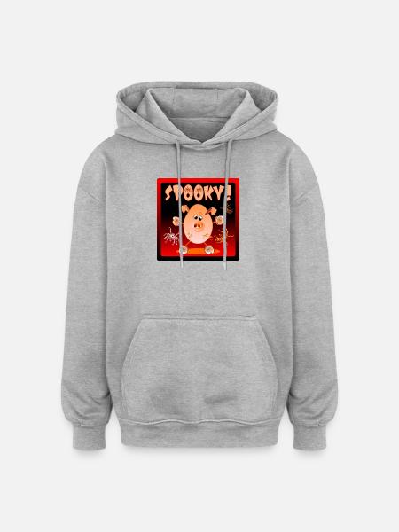 HAPPY HALLOWEEN SPIDER PIGLETS - Oversized Unisex Hoodie - heather grey