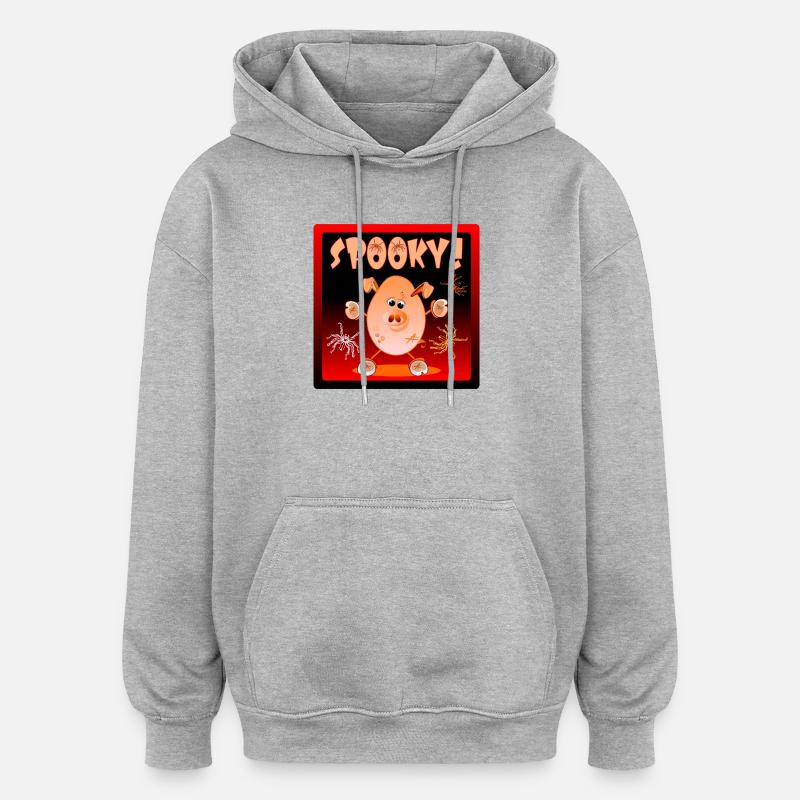 JOYEUX PORCELETS ARAIGNÉES D’HALLOWEEN - Sweat à capuche oversize unisexe - gris chiné