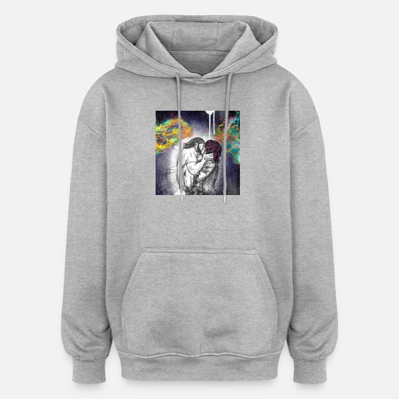 Premier baiser - Sweat à capuche oversize unisexe - gris chiné