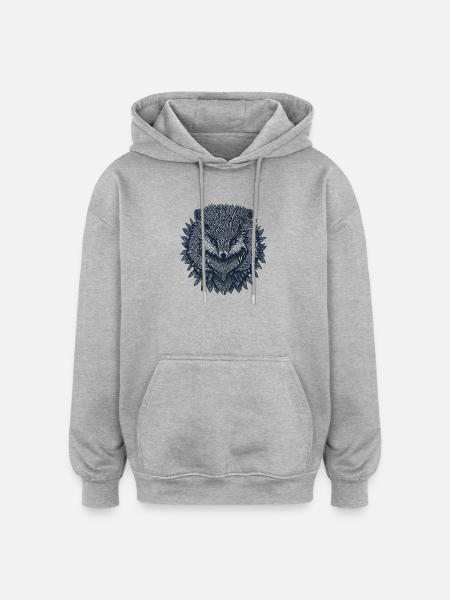 Totem Herisson - Sweat à capuche oversize unisexe - gris chiné