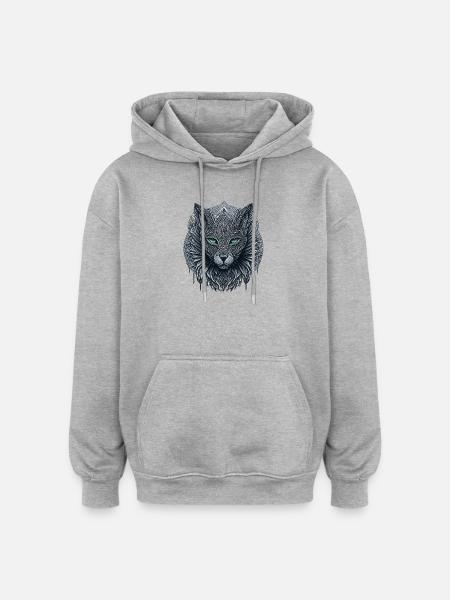 Totem du Chat - Sweat à capuche oversize unisexe - gris chiné