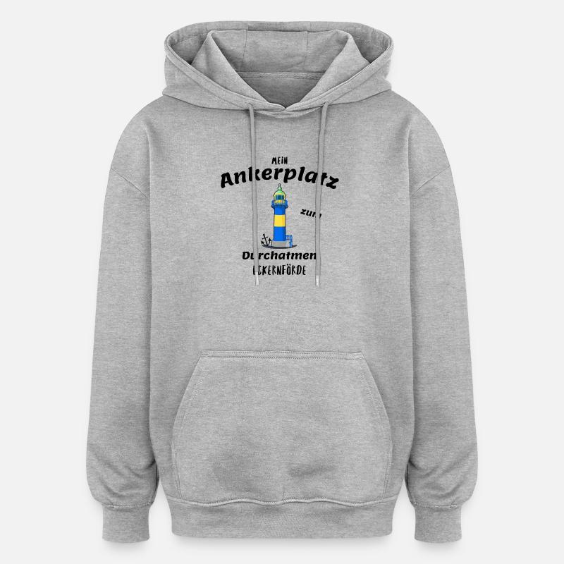 Alter Leuchtturm Eckernförde, Ankerplatz - Oversized Unisex Hoodie - Grau meliert
