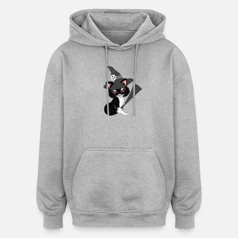Kätzchen, hexen Design, Mädchen - Oversized Unisex Hoodie - Grau meliert