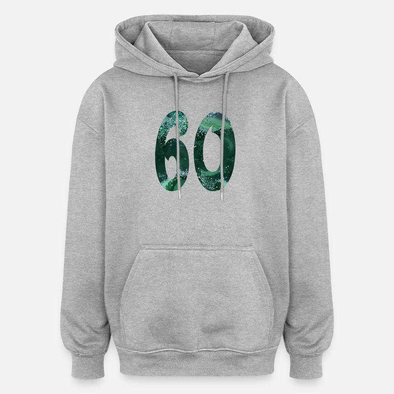 Numéro 60 - 60e anniversaire - Sweat à capuche oversize unisexe - gris chiné