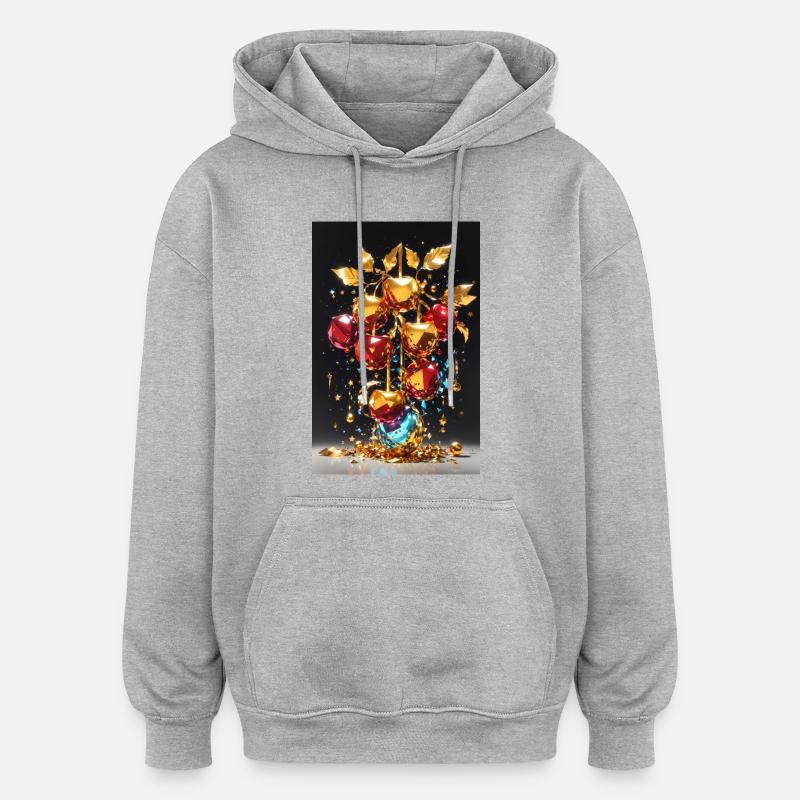 Cerise dorée - Sweat à capuche oversize unisexe - gris chiné