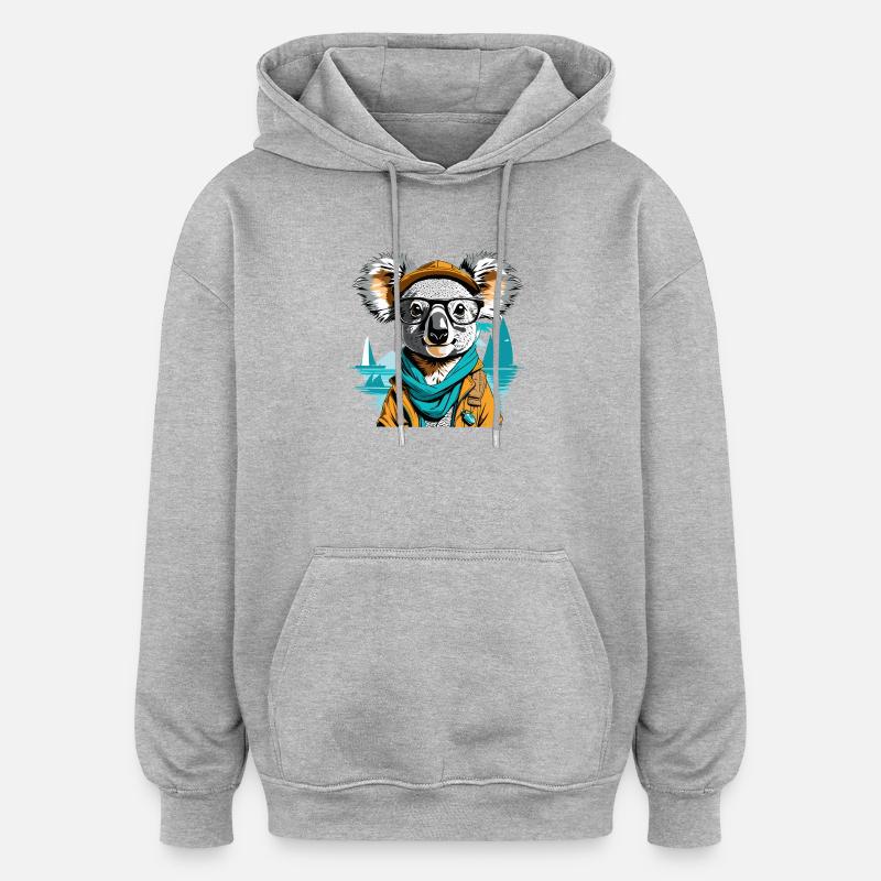 Expeditions-Koala am Meer - Illustration - Oversized Unisex Hoodie - Grau meliert