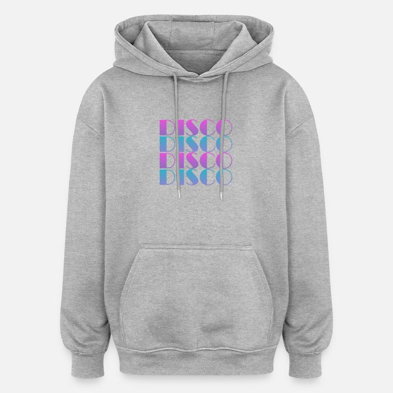 Vibrant Disco Text Pattern Design - Oversized Unisex Hoodie - heather grey